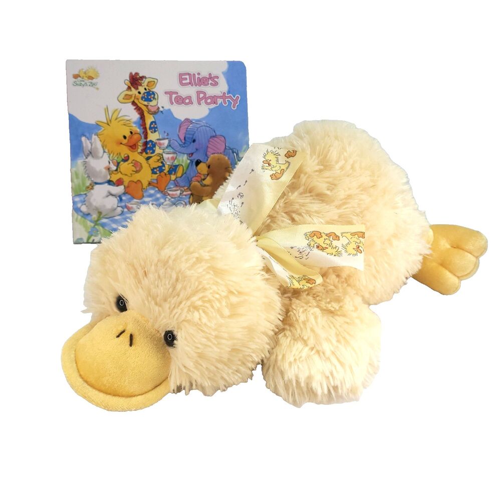 Suzy's Zoo Witzy Floppy Duck Plush Book Lot 14" Yellow Ribbon Golden Bear Co Ltd